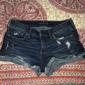 low rise dark jean shorts